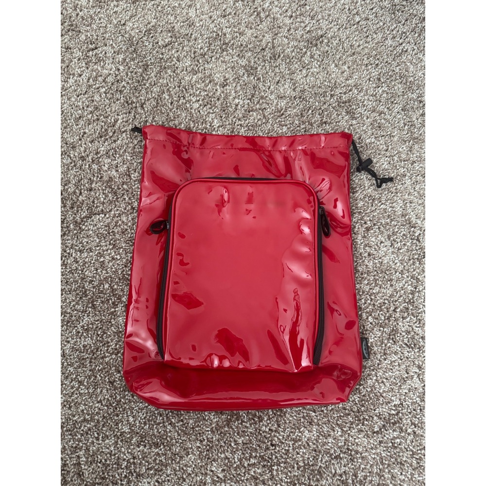 Sun Mountain‎ Red Patent Vinyl Drawstring Pouch Bag Organizer Pouch